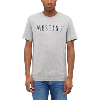 MUSTANG T-shirt para homem Austin Regular Fit S-3XL branco preto Gun bege vermelho cinzento algodão, Mid Grey Mélange 4140, M MUSTANG T-shirt para homem Austin Regular Fit S-3XL branco preto Gun bege vermelho cinzento algodão, Mid Grey Mélange 4140, M