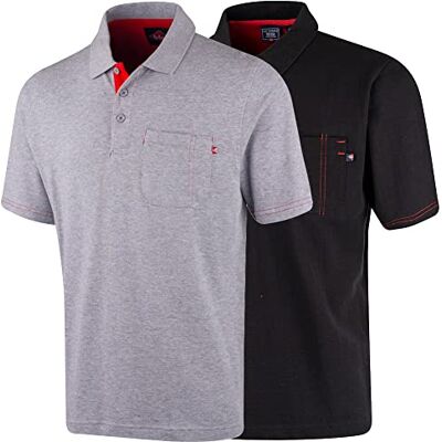 Lee Cooper LCTS011 Polo de piqué para homem, manga cinza, M Lee Cooper LCTS011 Polo de piqué para homem, manga cinza, M