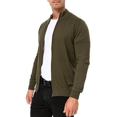 Indicode Homens Lau cárdigan de gola alta feito de 80% algodão, Army Indicode Homens Lau cárdigan de gola alta feito de 80% algodão, Army