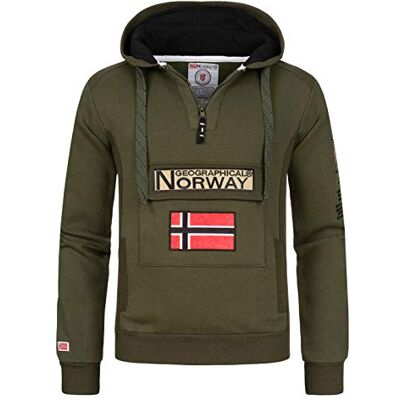 Geographical Norway para Homem Camisola com Capuz, Camisola com Meia Fecho de Corrente e Bolso, Camisola com Capuz de Manga Comprida, Produção Casual de BANS de Lazer, caqui, Unissexo médio Geographical Norway para Homem Camisola com Capuz, Camisola com Meia Fecho de Corrente e Bolso, Camisola com Capuz de Manga Comprida, Produção Casual de BANS de Lazer, caqui, Unissexo médio