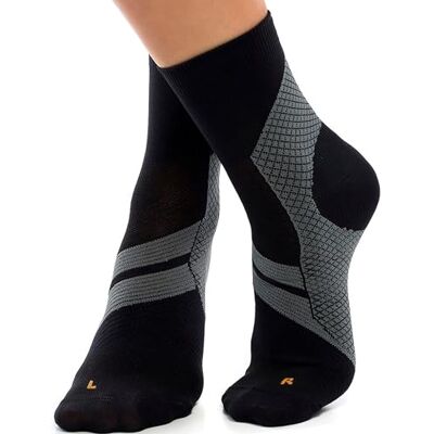 ZaTech Meias fascite plantar, meias de compressão para aliviar a dor nos pés, tornozeleira suporte de pé, suporte para entorse no tornozelo Aqui-les Tendinite e dor no calcanhar, Preto / cinzento ZaTech Meias fascite plantar, meias de compressão para aliviar a dor nos pés, tornozeleira suporte de pé, suporte para entorse no tornozelo Aqui-les Tendinite e dor no calcanhar, Preto / cinzento