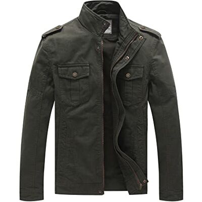 WenVen Casaco de Algodão Militar Casual Jovem Jaqueta Leve Meia-estação Clássica ao Ar Livre Gola Alta para Homem, Verde Militar WenVen Casaco de Algodão Militar Casual Jovem Jaqueta Leve Meia-estação Clássica ao Ar Livre Gola Alta para Homem, Verde Militar