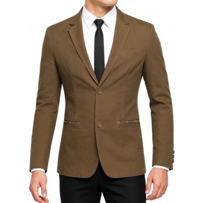 Allthemen Blazer informal para homem, casacos de fato justo, de algodão sólido, 2 botões Solapa con Muesca Clásico, Tejido Elástico, Ligero y Cómodo, Corte Ajustado, 2 Bolsillos de Ojal, para Business Casual Allthemen Blazer informal para homem, casacos de fato justo, de algodão sólido, 2 botões Solapa con Muesca Clásico, Tejido Elástico, Ligero y Cómodo, Corte Ajustado, 2 Bolsillos de Ojal, para Business Casual