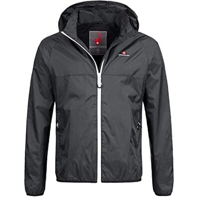Höhenhorn Rigi Capa de chuva com capuz para homem, casaco de lazer para exterior, preto/branco Höhenhorn Rigi Capa de chuva com capuz para homem, casaco de lazer para exterior, preto/branco
