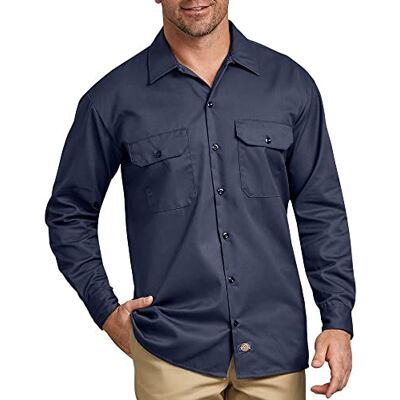 Dickies Camisa de manga comprida para homem, Azul Marinho Dickies Camisa de manga comprida para homem, Azul Marinho