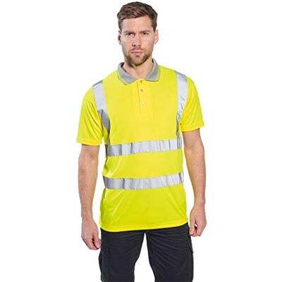 Portwest Polo de manga curta de alta visibilidade, tamanho: XXXL, cor: Amarelo, Portwest Polo de manga curta de alta visibilidade, tamanho: XXXL, cor: Amarelo,