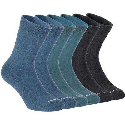 CALZITALY PACK 3 pares meias lã mineral, meias inverno, meias térmicas, 35-46, Made in Italy, 3 x petróleo + azul + cinzento escuro, 35-38 CALZITALY PACK 3 pares meias lã mineral, meias inverno, meias térmicas, 35-46, Made in Italy, 3 x petróleo + azul + cinzento escuro, 35-38