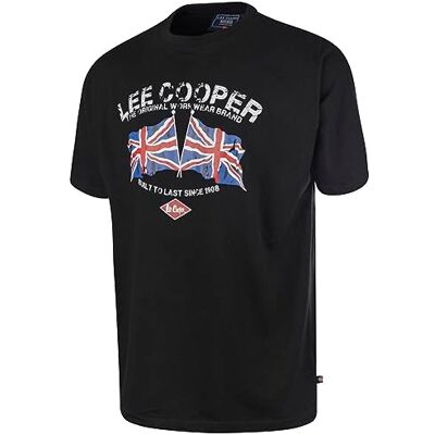 Lee Cooper Workwear T-shirt de trabalho estampada para homem t-shirt de trabalho de manga curta com gola redonda, preto, XXL Lee Cooper Workwear T-shirt de trabalho estampada para homem t-shirt de trabalho de manga curta com gola redonda, preto, XXL