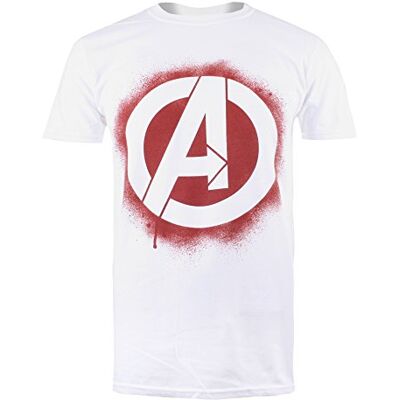 Marvel Stencil Logo t-shirt para homem, Branco, XL Marvel Stencil Logo t-shirt para homem, Branco, XL