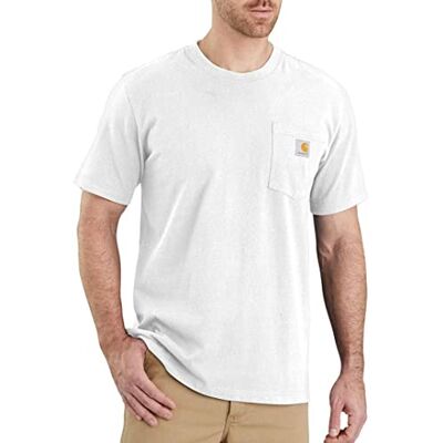 Carhartt Relaxed Fit Heavyweight Short-sleeve K87 Pocket T-shirt, t-shirt Work Utility, para homem, branco, XS Carhartt Relaxed Fit Heavyweight Short-sleeve K87 Pocket T-shirt, t-shirt Work Utility, para homem, branco, XS