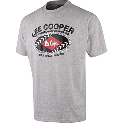 Lee Cooper Workwear T-shirt de trabalho estampada para homem t-shirt de trabalho de manga curta com gola redonda, cinzento marmoreado, M Lee Cooper Workwear T-shirt de trabalho estampada para homem t-shirt de trabalho de manga curta com gola redonda, cinzento marmoreado, M