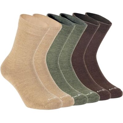 CALZITALY PACK 3 pares meias lã mineral, meias inverno, meias térmicas, 35-46, Made in Italy, 3 x castanho + verde + bege, 35-38 CALZITALY PACK 3 pares meias lã mineral, meias inverno, meias térmicas, 35-46, Made in Italy, 3 x castanho + verde + bege, 35-38