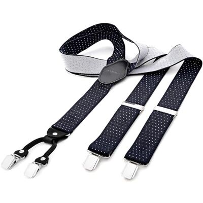 DonDon Suspensórios largos para homem 3,5 cm com 4 clips extra fortes suspensórios para calças homem DonDon Suspensórios largos para homem 3,5 cm com 4 clips extra fortes suspensórios para calças homem