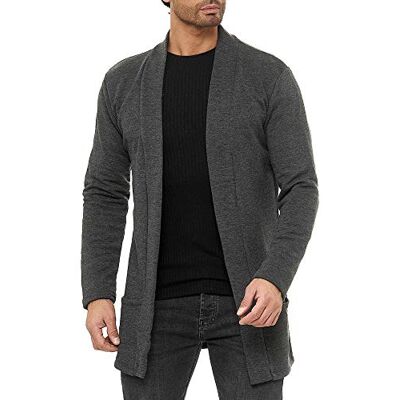 RED BRIDGE Cardigã de corte longo e reto para homem, cinzento, L RED BRIDGE Cardigã de corte longo e reto para homem, cinzento, L