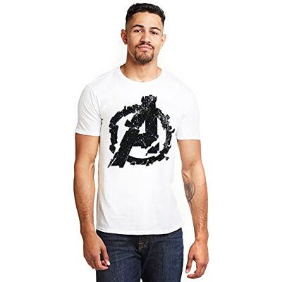 Marvel Avengers Cracked t-shirt para homem, Branco e ouro Marvel Avengers Cracked t-shirt para homem, Branco e ouro