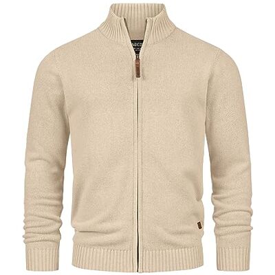 Indicode Homens INLut casaco com gola alta, Branco e ouro, M Indicode Homens INLut casaco com gola alta, Branco e ouro, M