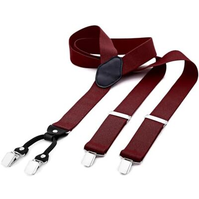 DonDon Suspensórios largos para homem 3,5 cm com 4 clips extra fortes suspensórios para calças homem DonDon Suspensórios largos para homem 3,5 cm com 4 clips extra fortes suspensórios para calças homem