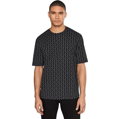 Giorgio Armani Men's Essential, All Over logotipo, Regular Fit, Black, M, preto/preto almofada, M Giorgio Armani Men's Essential, All Over logotipo, Regular Fit, Black, M, preto/preto almofada, M