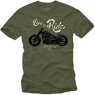 MAKAYA Roupa de motocicleta para homem t-shirt com mensagem Life TO Ride MAKAYA Roupa de motocicleta para homem t-shirt com mensagem Life TO Ride