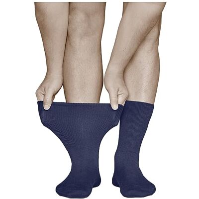 vitsocks Meias Extra Larga Diabéticas Sem Compressão Masculinas (3 PARES) Para Pés Hinchados, Azul Marinho vitsocks Meias Extra Larga Diabéticas Sem Compressão Masculinas (3 PARES) Para Pés Hinchados, Azul Marinho