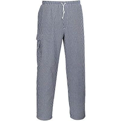 Portwest Calça de Chef Chester, Tamanho: L, Cor: Quadrados azuis, Portwest Calça de Chef Chester, Tamanho: L, Cor: Quadrados azuis,