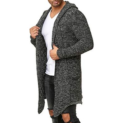 RED BRIDGE Cárdigan comprido para homens casaco de malha assimétrica casual, cinzento, S RED BRIDGE Cárdigan comprido para homens casaco de malha assimétrica casual, cinzento, S