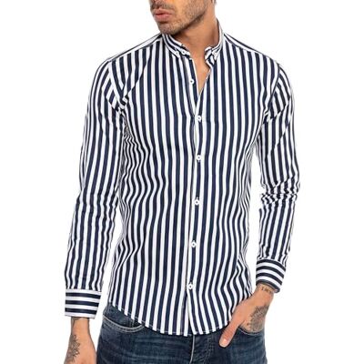 RED BRIDGE Camisa de manga comprida com design às riscas para homens azul XXL RED BRIDGE Camisa de manga comprida com design às riscas para homens azul XXL