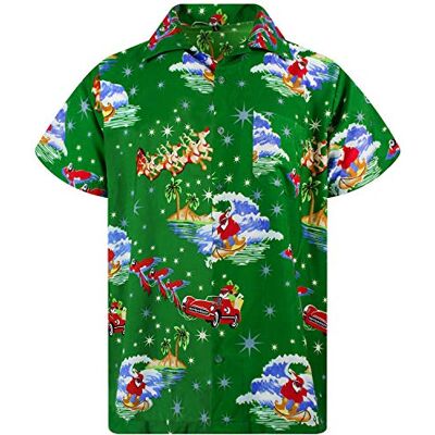 King Kameha Funky camisa havaiana Natal homem manga curta elegante X-Mas Pai Natal boneco de neve unissexo, Médio King Kameha Funky camisa havaiana Natal homem manga curta elegante X-Mas Pai Natal boneco de neve unissexo, Médio