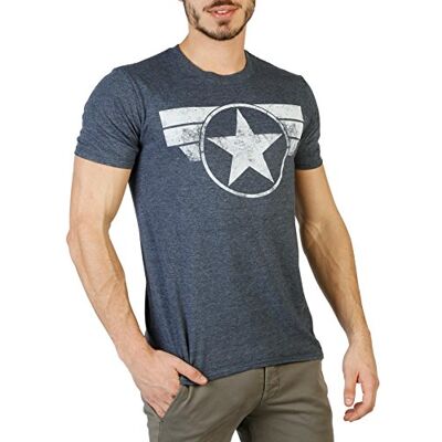Marvel Cap Logo t-shirt para homem, Heather Navy, XXL Marvel Cap Logo t-shirt para homem, Heather Navy, XXL