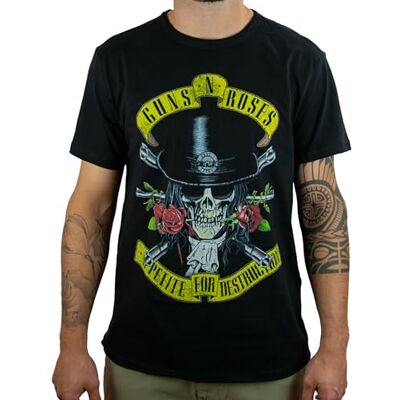 Amplified T-shirt unissexo GUNS N Roses, Top Hat Skull, preto Amplified T-shirt unissexo GUNS N Roses, Top Hat Skull, preto