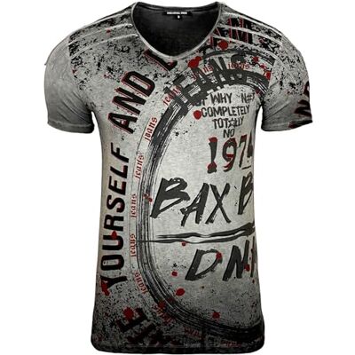 Subliminal Mode Subliminal moda t-shirt homem deslavada vintage decote V BX109, antracite, Pequeno Subliminal Mode Subliminal moda t-shirt homem deslavada vintage decote V BX109, antracite, Pequeno