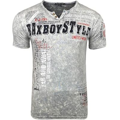 Subliminal Mode BX148 T-shirt masculina com decote em V, com estampado único, moderno e vintage, Cinza claro, Pequeno Subliminal Mode BX148 T-shirt masculina com decote em V, com estampado único, moderno e vintage, Cinza claro, Pequeno