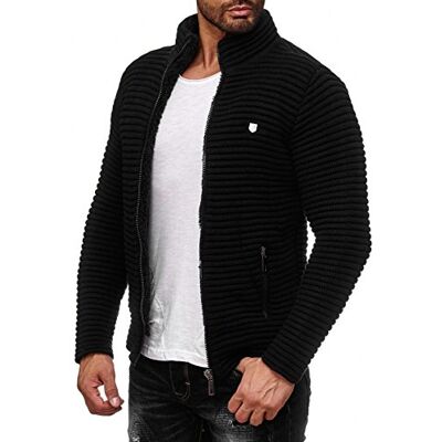 RED BRIDGE Cardigan com forro para homem casaco de malha forrado, Preto, S RED BRIDGE Cardigan com forro para homem casaco de malha forrado, Preto, S