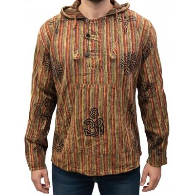 SHOPOHOLIC FASHION Homem Desbotado Listrado Capuz Camisa de Avô, Laranja SHOPOHOLIC FASHION Homem Desbotado Listrado Capuz Camisa de Avô, Laranja
