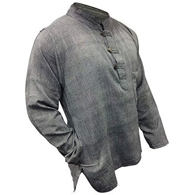 SHOPOHOLIC FASHION Peso leve festival hippie camisa de avô, cinzento, L SHOPOHOLIC FASHION Peso leve festival hippie camisa de avô, cinzento, L