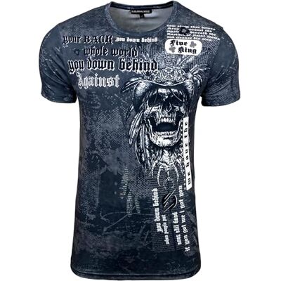 Subliminal Mode T-shirt subliminar modo para homem decote redondo mangas curtas estampado caveira corte clássico estilo de bicicleta de tendência BX, cinzento escuro, M Subliminal Mode T-shirt subliminar modo para homem decote redondo mangas curtas estampado caveira corte clássico estilo de bicicleta de tendência BX, cinzento escuro, M