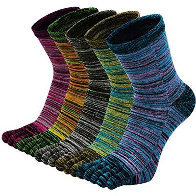 PUTUO Meias de dedos homens corrida meias de desporto de algodão, homens cinco meias de dedo do pé, 39-44, 5 pares, Multicolorido-1 PUTUO Meias de dedos homens corrida meias de desporto de algodão, homens cinco meias de dedo do pé, 39-44, 5 pares, Multicolorido-1