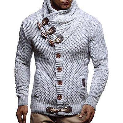 Leif Nelson Homens casaco de malha com gola xaile LN-4195, cinzento, 3XL Leif Nelson Homens casaco de malha com gola xaile LN-4195, cinzento, 3XL