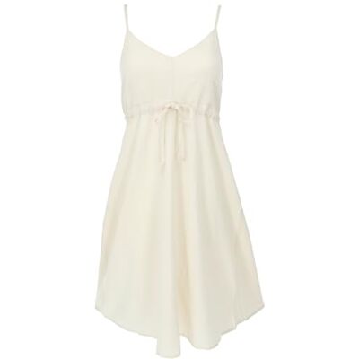 GURU SHOP Vestido curto de algodão para mulher, de algodão, Cor branca natural., 42 GURU SHOP Vestido curto de algodão para mulher, de algodão, Cor branca natural., 42