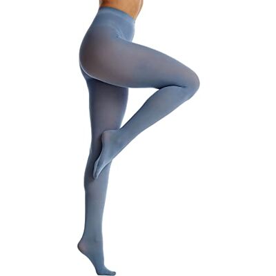 Frola Meias de meia-calça semi-opacas de cor sólida com pé de ier para mulher, Lago de primavera Frola Meias de meia-calça semi-opacas de cor sólida com pé de ier para mulher, Lago de primavera