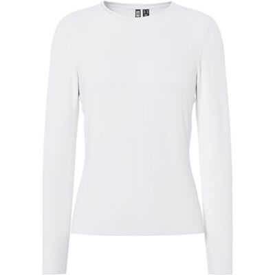 PIECES Pcsirene LS tee Noos T-shirt de manga comprida para mulher, Branco (Bright White), L PIECES Pcsirene LS tee Noos T-shirt de manga comprida para mulher, Branco (Bright White), L