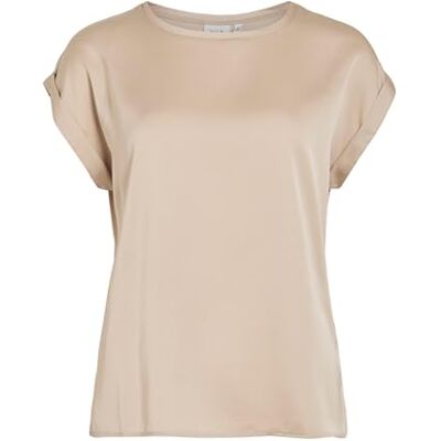 Vila Viellette S/S Satin Top/Su Noos t-shirt mulher, cinzento Vila Viellette S/S Satin Top/Su Noos t-shirt mulher, cinzento