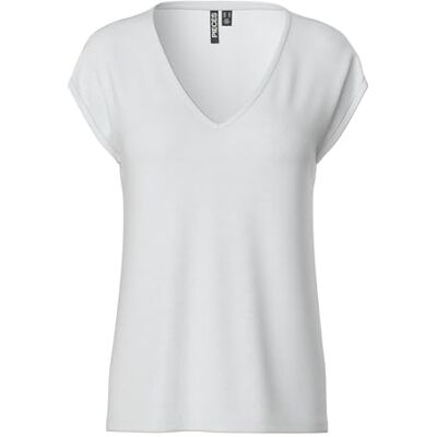 PIECES T-shirt feminina Pckamala Noos (pacote de 1), Branco, L PIECES T-shirt feminina Pckamala Noos (pacote de 1), Branco, L