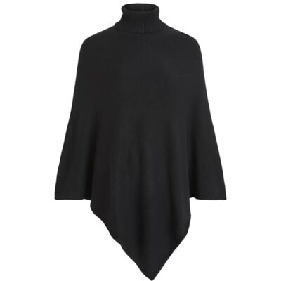 Vila Viril Rollneck Knit Poncho Noos mulher, Preto (Preto), Tamanho único Vila Viril Rollneck Knit Poncho Noos mulher, Preto (Preto), Tamanho único