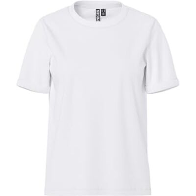 PIECES Pcria SS Fold Up tee Noos t-shirt para mulher, Branco e ouro, XL PIECES Pcria SS Fold Up tee Noos t-shirt para mulher, Branco e ouro, XL