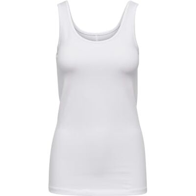 ONLY Onllive Love Long Tank Top Noos. Camisola de alças para mulher, Branco e ouro ONLY Onllive Love Long Tank Top Noos. Camisola de alças para mulher, Branco e ouro