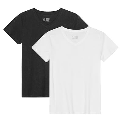DANISH ENDURANCE T-shirt Mulher Algodão Orgânico, Decote Redondo ou Decote em V, 2 Pack T-shirts Mulher Manga Curta, T-shirts Manga Curta Mulher, T-shirts Básicas Mulher DANISH ENDURANCE T-shirt Mulher Algodão Orgânico, Decote Redondo ou Decote em V, 2 Pack T-shirts Mulher Manga Curta, T-shirts Manga Curta Mulher, T-shirts Básicas Mulher