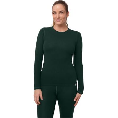 DANISH ENDURANCE T-shirt de Lã Merino Mulher, T-shirt Térmica Manga Comprida, Roupa Térmica Mulher, Verde escuro, S DANISH ENDURANCE T-shirt de Lã Merino Mulher, T-shirt Térmica Manga Comprida, Roupa Térmica Mulher, Verde escuro, S