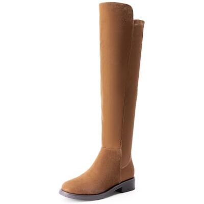 DREAM PAIRS Botas de cano extra longo para mulher com sola plana baixa com cano elástico inverno DREAM PAIRS Botas de cano extra longo para mulher com sola plana baixa com cano elástico inverno