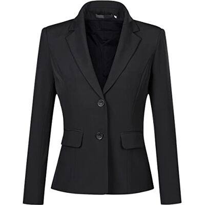 YYNUDA Blazer Casaco de verão para mulher, corte ajustado, elegante, para escritório, Preto YYNUDA Blazer Casaco de verão para mulher, corte ajustado, elegante, para escritório, Preto
